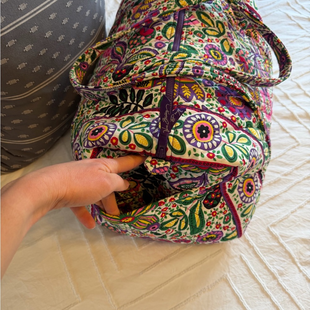 Vera Bradley Viva La Vera Large Floral Cotton Overnight Weekender Bag Excellent! - Picture 4 of 12